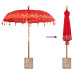 Parasol Balinez 260 Roșu 210-220 Cm Bumbac Și Lemn Masiv