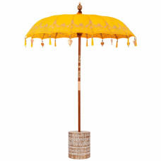 Parasol Balinez 260 Galben 180-190 Cm Bumbac Și Lemn Masiv