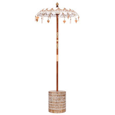 Parasol Balinez 260 Crem 95-100 Cm Bumbac Și Lemn Masiv