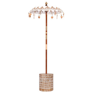Parasol Balinez 260 Crem 95-100 Cm Bumbac Și Lemn Masiv