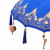 Parasol Cu Bază Albastru Și Maro 250 Cm Bumbac Și Lemn