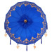 Parasol Cu Bază Albastru Și Maro 250 Cm Bumbac Și Lemn