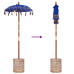 Parasol Cu Bază Albastru Și Maro 250 Cm Bumbac Și Lemn