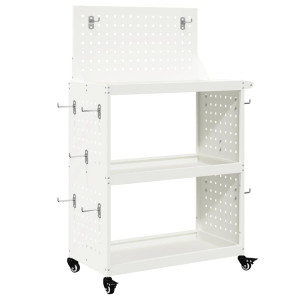 Cărucior Pentru Unelte Cu Raft Cu Roata Alb 65 X 35 X 111 Cm