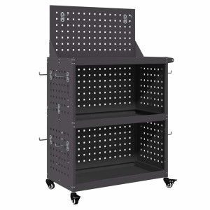 Cărucior Pentru Unelte Cu Raft Cu Roata Negru 65 X 35 X 111 Cm