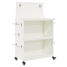 Cărucior Pentru Unelte Cu Raft Cu Roata Alb 65 X 35 X 111 Cm
