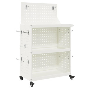 Cărucior Pentru Unelte Cu Raft Cu Roata Alb 65 X 35 X 111 Cm