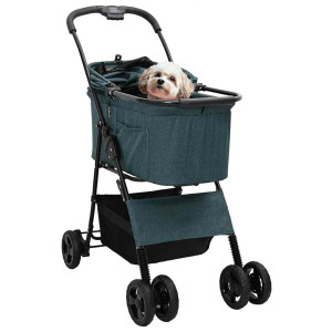 Carucior Pentru Pisici Pliante Ajustabil Verde 81 X 47 X 99 Cm