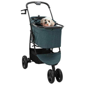Carucior Pentru Pisici Pliante Ajustabil Verde 78 X 54 X 101 Cm