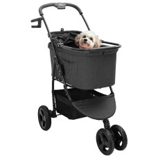 Carucior Pentru Pisici Pliante Ajustabil Negru 78 X 54 X 101 Cm