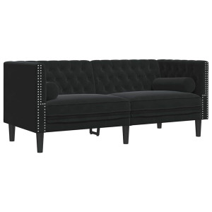 Canapea Chesterfield Altele Negru 174 X 74.5 X 70.5 Cm Catifea
