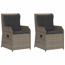 Bancă De Grădină Cu Pernă 2 Pcs Gri Rattan Poli