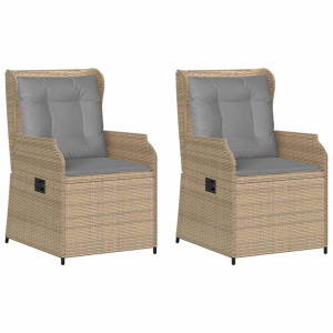 Bancă De Grădină Cu Pernă 2 Pcs Bej Rattan Poli