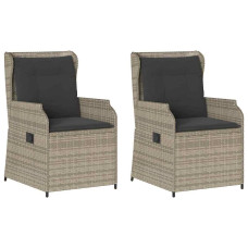 Bancă De Grădină Cu Pernă 2 Pcs Gri Deschis Rattan Poli