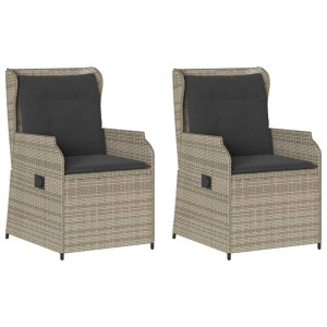 Bancă De Grădină Cu Pernă 2 Pcs Gri Deschis Rattan Poli