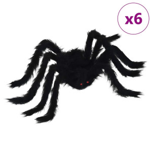 Decorațiune Păianjen De Halloween 6 Pcs Negru 75 Cm