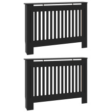 Capac Pentru Radiator 2 Pcs Negru 112X19X81.5Cm Lemn Compozit