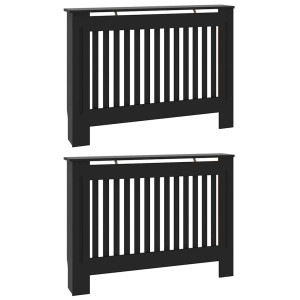 Capac Pentru Radiator 2 Pcs Negru 112X19X81.5Cm Lemn Compozit