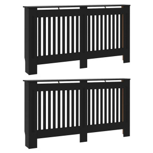 Capac Pentru Radiator 2 Pcs Negru 152X19X81.5Cm Lemn Compozit