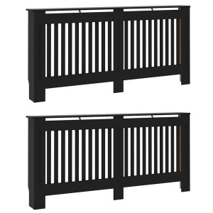 Capac Pentru Radiator 2 Pcs Negru 172X19X81.5Cm Lemn Compozit