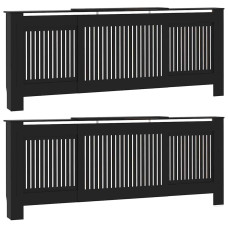 Capac Pentru Radiator 2 Pcs Negru 205X20.5X81.5Cm Lemn Compozit