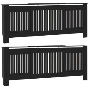 Capac Pentru Radiator 2 Pcs Negru 205X20.5X81.5Cm Lemn Compozit