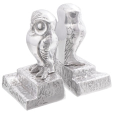 Suporturi Decorative Pentru Cărți  2 Buc Argintiu 12X9X19 Cm Aluminiu Bufniță