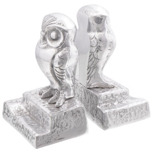 Suporturi Decorative Pentru Cărți  2 Buc Argintiu 12X9X19 Cm Aluminiu Bufniță