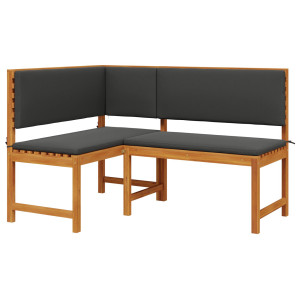 Bancă De Grădină , Unghiulară, Cu Perne 140X100X91 Cm, Din Lemn Masiv De Acacia
