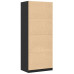 Dulap  Negru Stejar 80X50X200 Cm Din Lemn Prelucrat