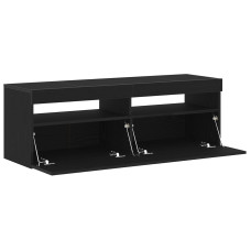 Bibliotecă Tv Cu Led Negru Stejar 120X35X40 Cm Lemn Prelucrat