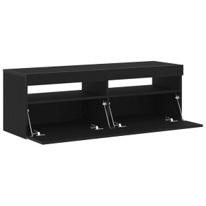 Bibliotecă Tv Cu Led Negru Stejar 120X35X40 Cm Lemn Prelucrat