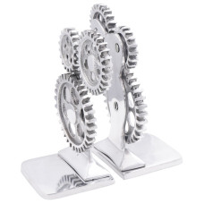 Suporturi Pentru Cărți 2 Piese Argintiu 10X10X22 Cm Aluminiu Cog