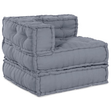 Canapea Modulară Cu 3 Locuri Pouffe Convertibilă Din Pânză Gri