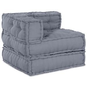 Canapea Modulară Cu 3 Locuri Pouffe Convertibilă Din Pânză Gri