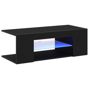 Cabina Tv  Cu Lumini Led, Stejar Negru, 90X39X30 Cm, Lemn Prelucrat