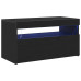 Bufet Tv  Cu Lumini Led, Stejar Negru, 75X35X40 Cm, Lemn Prelucrat