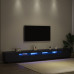 Cabinet Tv  Cu Lumini Led, Stejar Negru, 300X35X40 Cm, Lemn Compozit