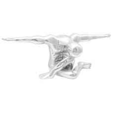 Sculptură Argintie 91,5X32X33 Cm Aluminiu Bărbatul Care Mulțumește