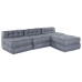 Canapea Modulară Cu 4 Locuri Pouffe Converibilă Din Țesătură Gri