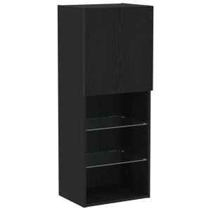 Bufet Tv Cu Lumini Led Stejar Negru 40,5X30X102 Cm