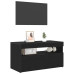 Bufet Tv  Cu Lumini Led, Stejar Negru, 75X35X40 Cm, Lemn Prelucrat
