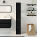 Cabinet De Baie  Negru Cu Aspect De Stejar 25X25X170 Cm Din Lemn Compus