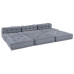 Canapea Modulară Cu 4 Locuri Pouffe Converibilă Din Țesătură Gri