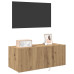Cabinet De Perete Pentru Tv Cu Lumini Led Stejar Artisan 80X35X31 Cm