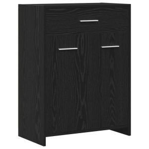 Cabinet De Baie  Negru Stejar 60X33X80 Cm Din Lemn Compus