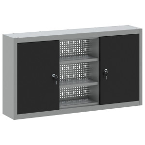 Dulap De Unelte Montat Pe Perete Cu Panou Cu Cârlige Negru 100X20X55 Cm Oțel
