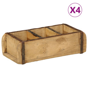Platouri 4 Buc 30X14X9 Cm Lemn Solid Recuperat