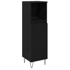 Cabinet De Baie Negru Stejar 30X30X100 Cm Lemn Prelucrat