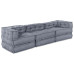 Canapea Modulară Cu 3 Locuri Pouffe Convertibilă Din Pânză Gri